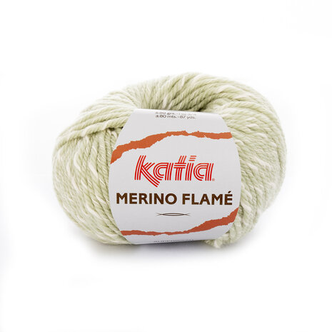 19 pelotes Merino Flamé 104 Vert clair-Ecru