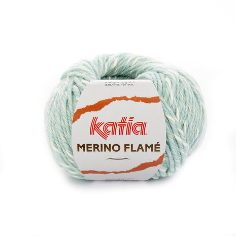 1 pelote Merino Flamé 105 Bleu d'eau-Ecru